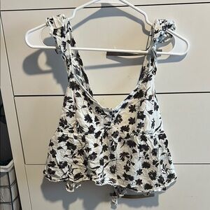 Floral Brown and Cream Women's Top